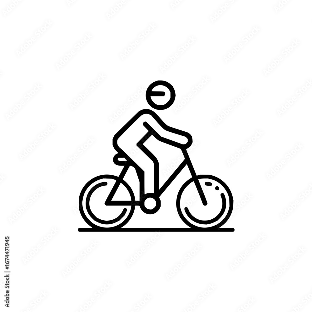Obraz premium Bicycle riding icon vector illustration for cyclist and outdoor activity designs in transportation style