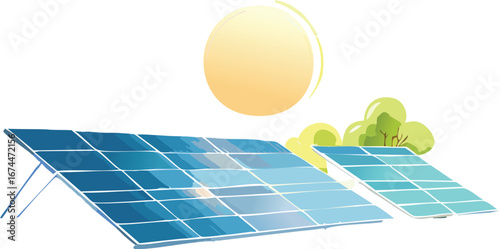Solar Power Farm Beneath Clear Sunny Sky