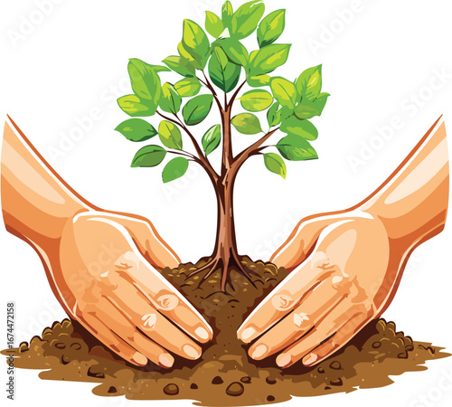 Nurturing Hands Planting Sapling in Soil