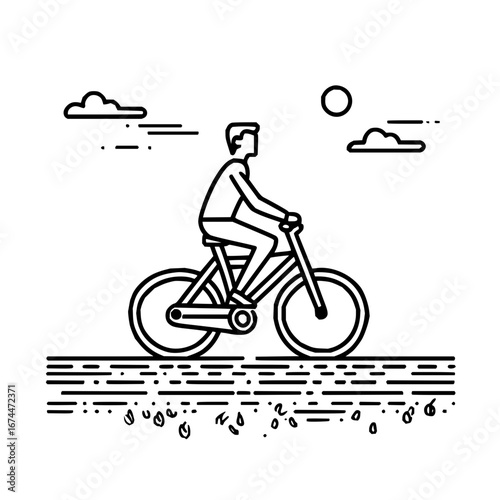 Minimalist bicycle riding illustration for outdoor activity and healthy lifestyle concept design vector art
