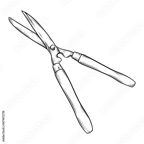 garden shears vector line art drawing illustration