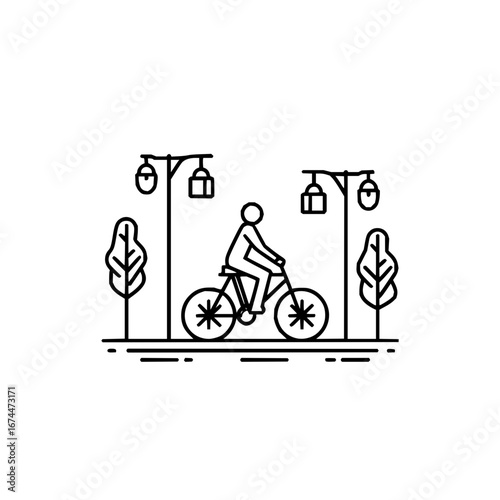 Bicycle riding in park vector illustration for outdoor activity and healthy lifestyle concept design is here