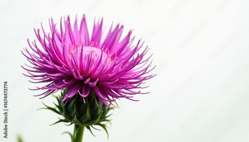 Obraz premium Close-up of a vibrant thistle flower, isolated on white , macro, botany