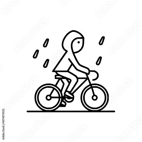 Riding bicycle in the rain vector illustration for outdoor activity and transportation design needs exactly