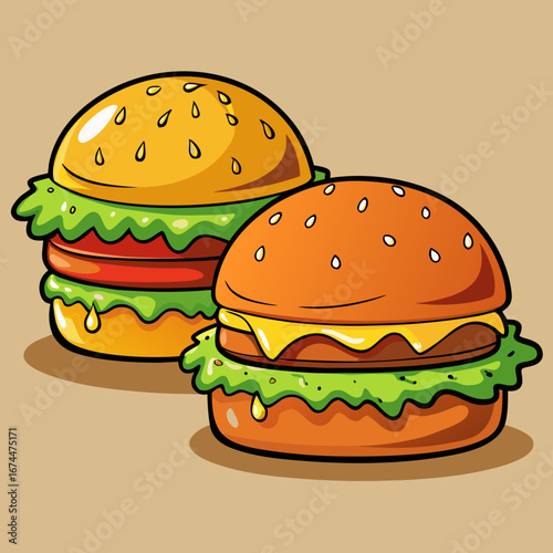 Delicious fast food cheeseburger with sesame seeds on a bun, isolated on a white background