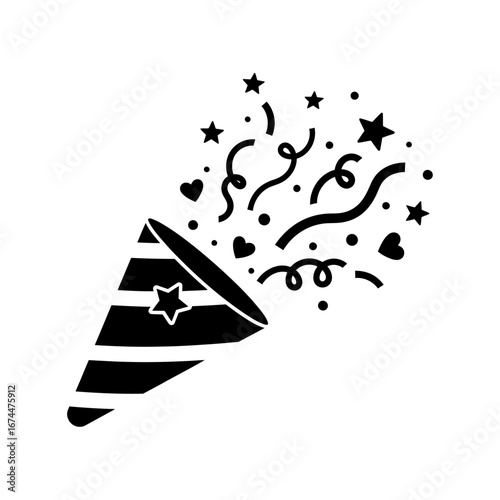 Confetti Popper icon vector, filled flat sign, solid pictogram isolated on white, logo illustration