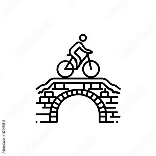 Bicycle riding adventure on bridge vector illustration for cycling and outdoor recreation design 100