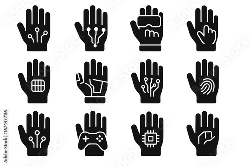 Smart icon vr sensor robotic wearable motion vector glove data pressure