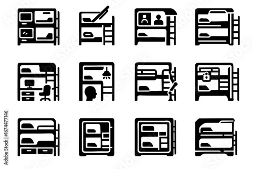 Icon ladder cyber adjustable frame bunk vector futuristic icons system storage noise