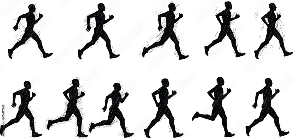 custom made wallpaper toronto digitalSilhouette running man illustration, jogging athlete vector, black runner figure design, fitness exercise artwork, sports training clipart, healthy lifestyle graphic