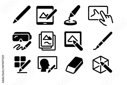 Ar immersive gesture vector board holographic icon vr palette virtual eraser sketching