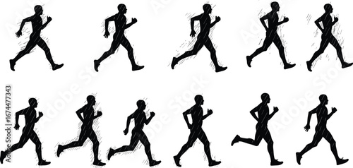 Wallpaper Mural Silhouette running man illustration, jogging athlete vector, black runner figure design, fitness exercise artwork, sports training clipart, healthy lifestyle graphic Torontodigital.ca