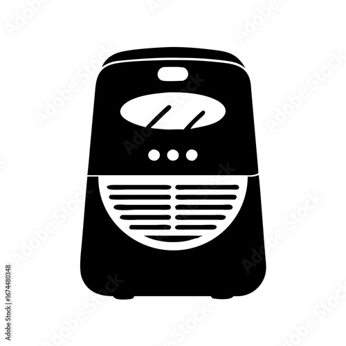 Vector art of black and white air purifier icon for home use, cleaning air and removing allergens