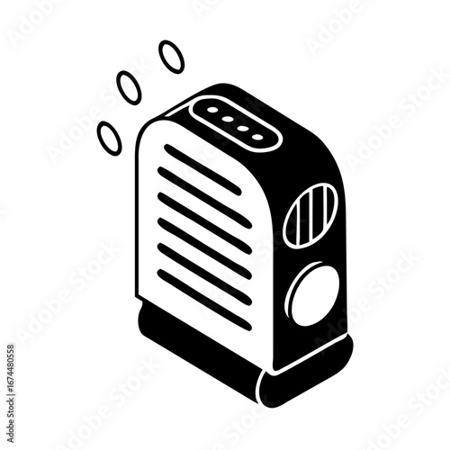 Vector art of modern portable electric heater, a convenient appliance for warming up a room during the cold winter season