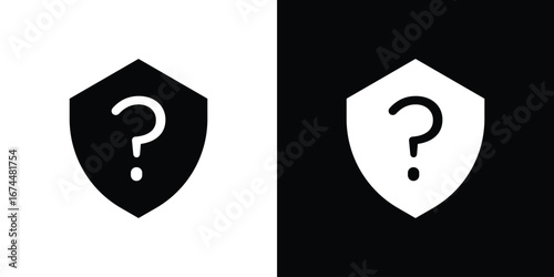 Shield interrogation icon. filled flat sign for mobile concept and web