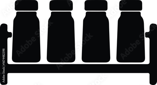 Illustrator Vector Rack with four spice jars silhouette