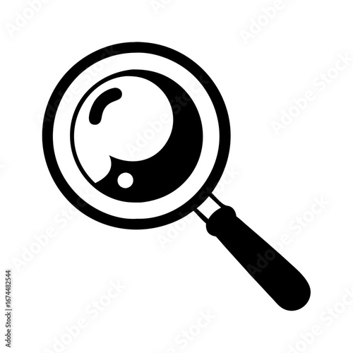 Illustration of a magnifying glass, representing search, investigation, and discovery