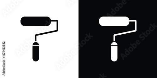 Paint roller icon. filled flat sign for mobile concept and web