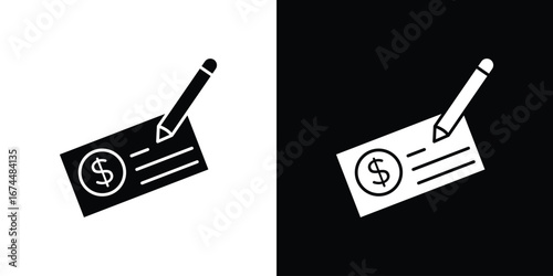 Money check icon. filled flat sign for mobile concept and web