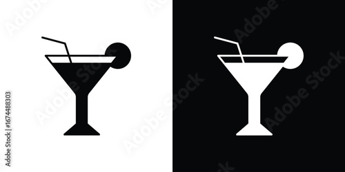 Cocktail icon. filled flat sign for mobile concept and web