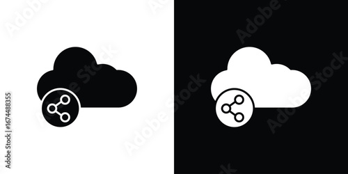 Cloud share icon. filled flat sign for mobile concept and web