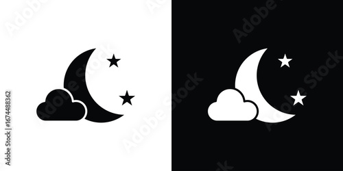 Cloud moon icon. filled flat sign for mobile concept and web
