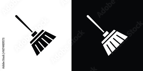 Broom icon. filled flat sign for mobile concept and web