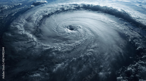Powerful Category 5 Hurricane with Distinct Eye Over the Ocean
