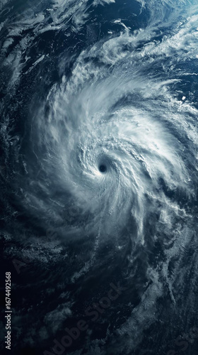 Powerful Category 5 Hurricane with Distinct Eye Over the Ocean