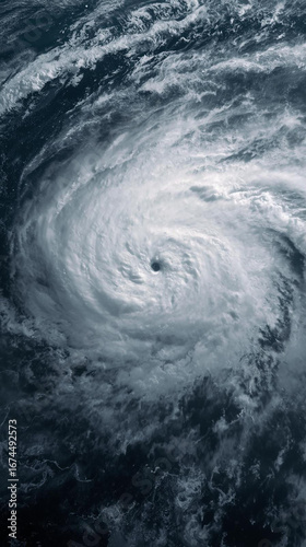 Powerful Category 5 Hurricane with Distinct Eye Over the Ocean