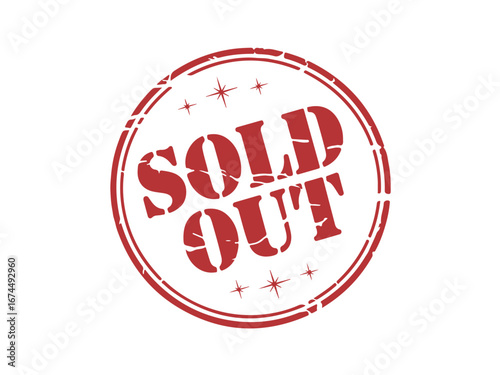 Sold Out Rubber Stamp Red Vintage Grunge Texture