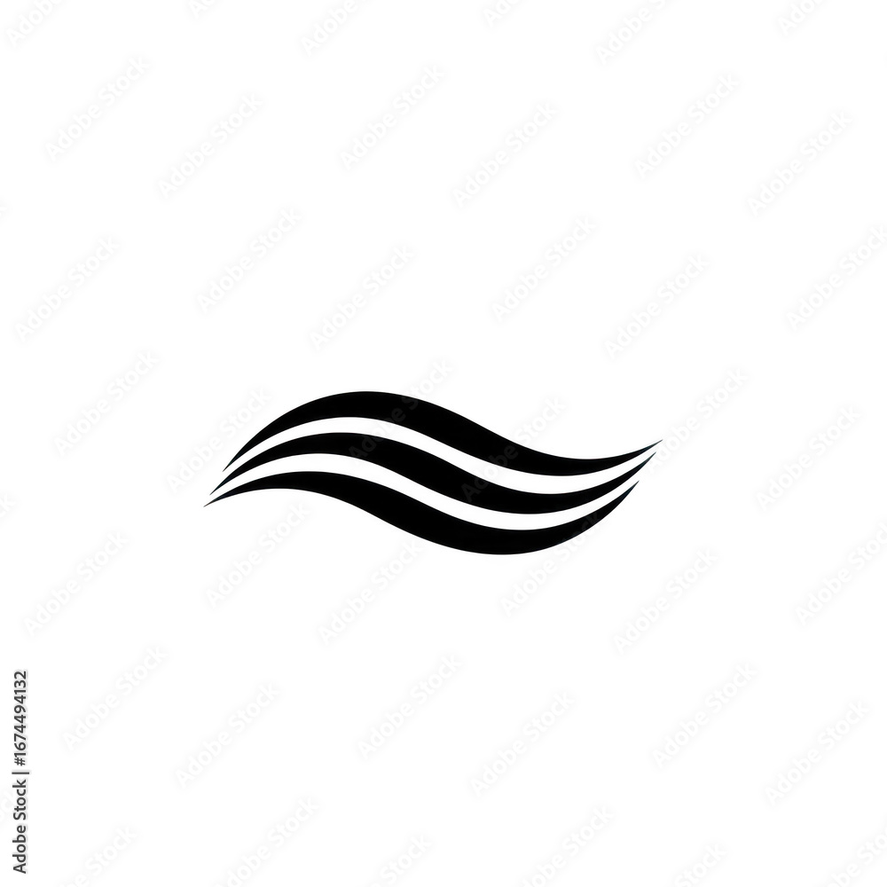 Fototapeta premium Abstract black wave isolated on transparent background graphic element