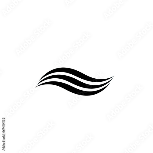 Abstract black wave isolated on transparent background graphic element