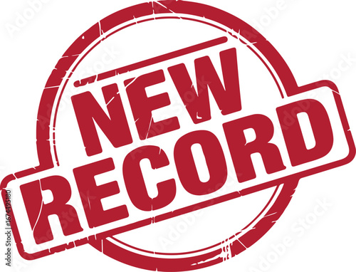 Red Grunge Rubber Stamp New Record