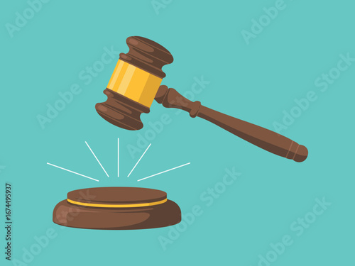 Gavel Striking Sound Block Law, Auction, Justice Concept Illustration