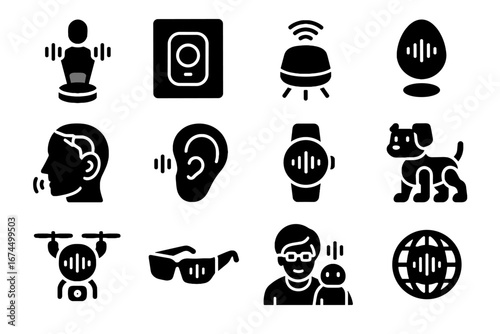 Ai holographic mic voice pet vector futuristic icon controller elderly neural assistant