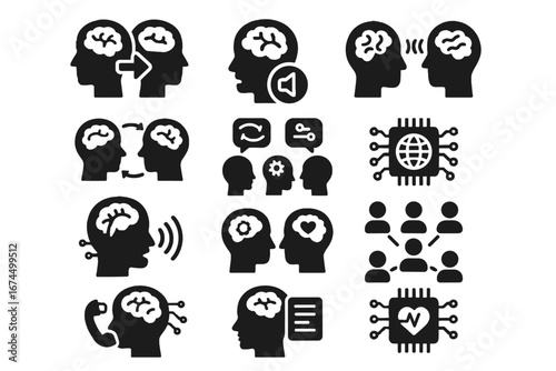 Direct icon icons neural translator wave symbol sync call brain vector interface