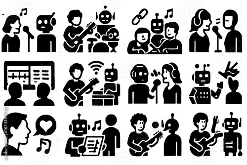 Vocalist icons music icon ai duet improvisation mentor vector matching partner