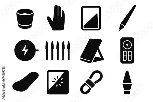 Remote digital toolkit icon art rest stylus hand pad vector express glove