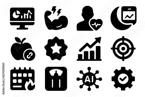 Ai sleep chart smart badge dashboard optimization icon symbol best gym vector