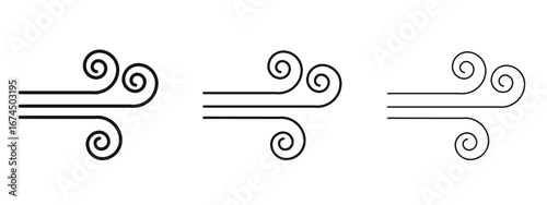 Wind icon in linear versions. Editable line