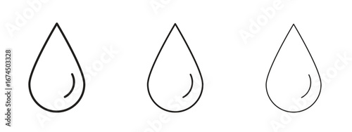 Water drop icon in linear versions. Editable line