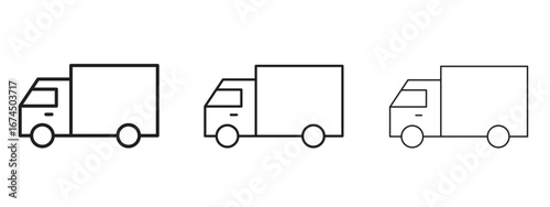 Truck icon in linear versions. Editable line