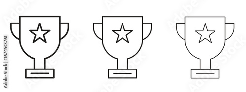 Trophy icon in linear versions. Editable line