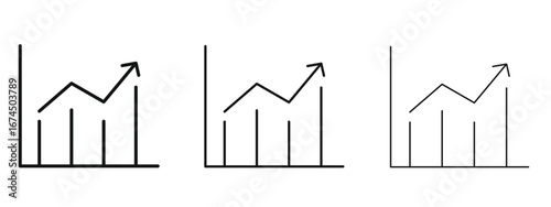 Trend Arrow icon in linear versions. Editable line