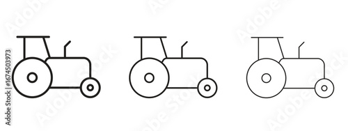 Tractor icon in linear versions. Editable line