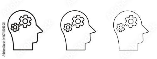 Thinking icon in linear versions. Editable line