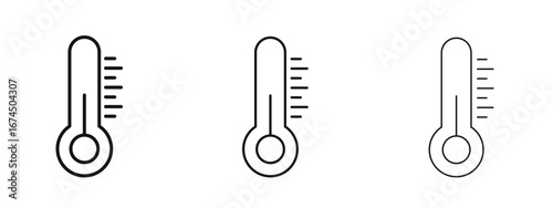 Thermometer half icon in linear versions. Editable line