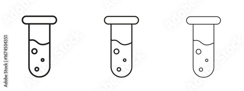 Test tube icon in linear versions. Editable line