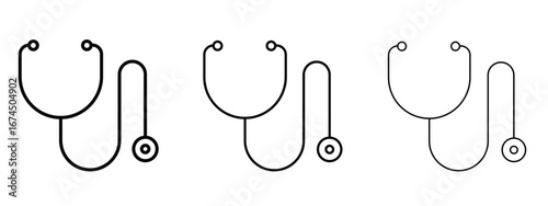 Stethoscope icon in linear versions. Editable line